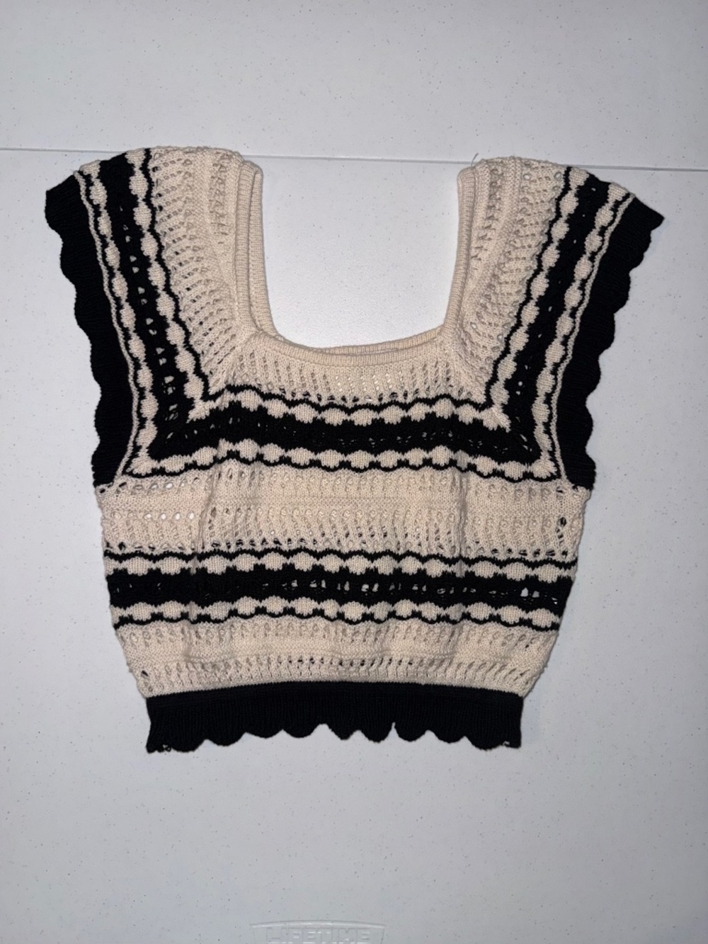Cream Striped Knot Crop